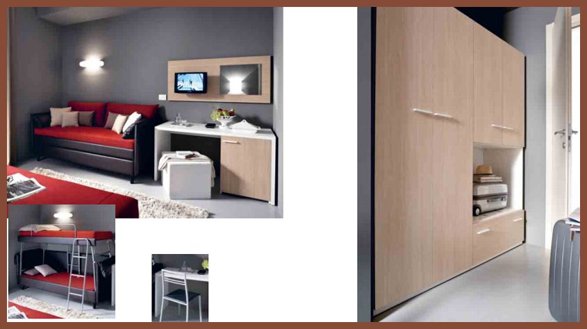 Итальянская мебель для отелей, мини-отелей, гостиниц, пансионатов, коллекция Siloma H-1, шкаф, диван раскладной, кровать двухъярусная
