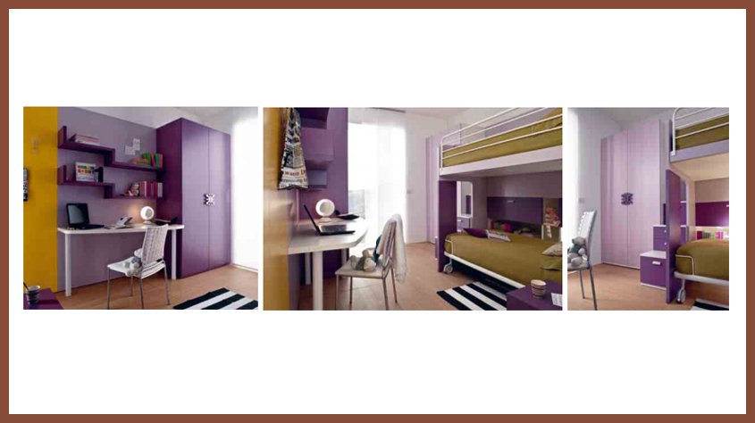 Итальянская мебель для отелей, гостиниц, Коллекция Siloma R-3, кровать двухъярусная, письменный стол, стул, шкаф двухдверный