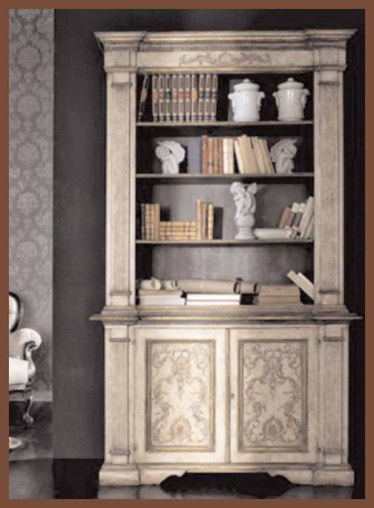 Итальянская мебель, мебель в стиле Прованс, книжный шкаф, из натурального дерева, Composizione 1 
