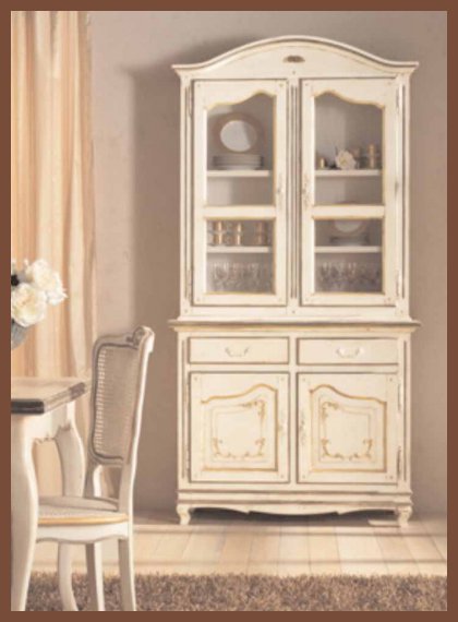 Итальянская мебель в стиле Прованс, стеклянные шкафы, шкафы-витрины двухдверные, Composizione 7